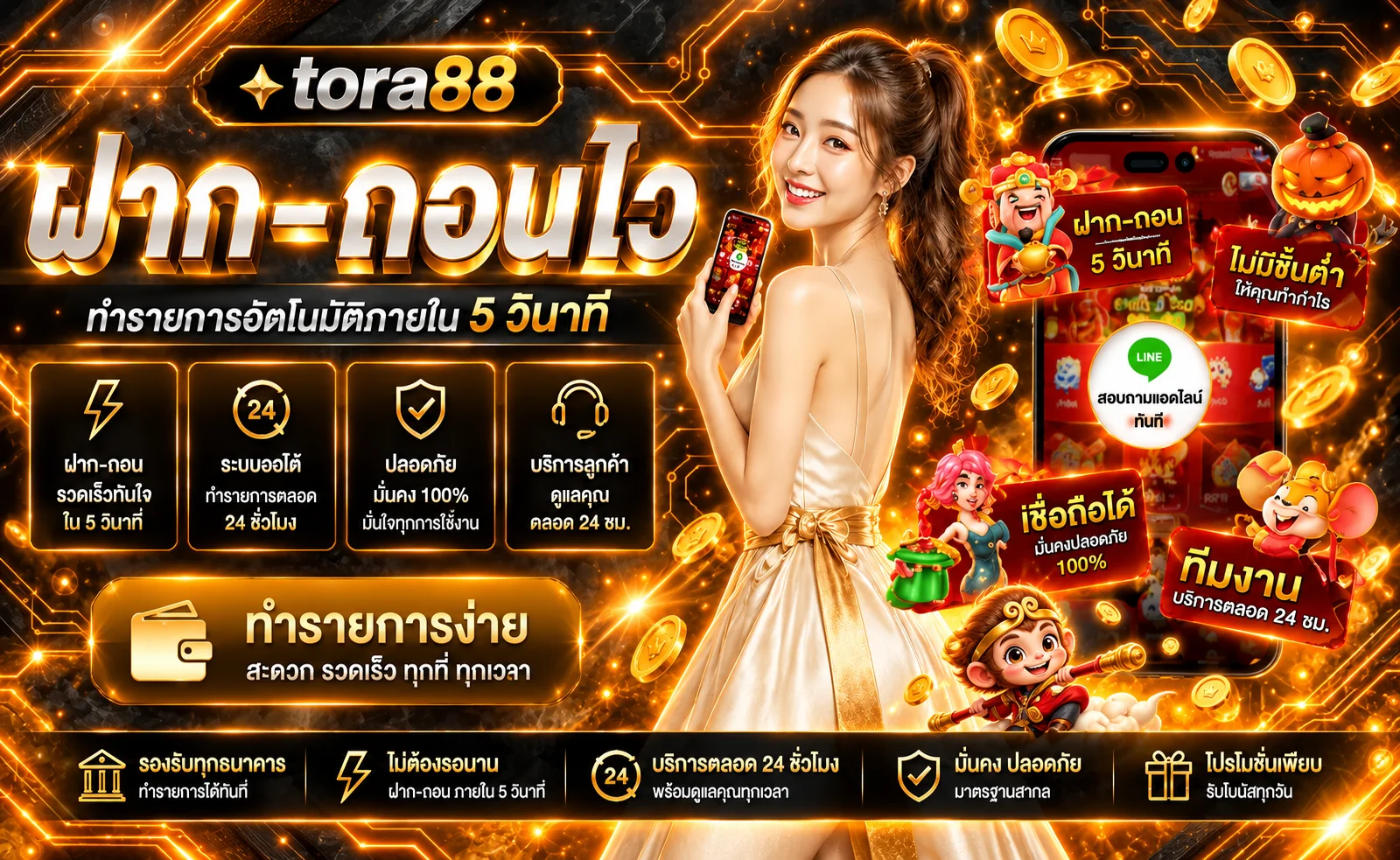 ระบบฝากถอนอัตโนมัติของ tora88 บนมือถือ